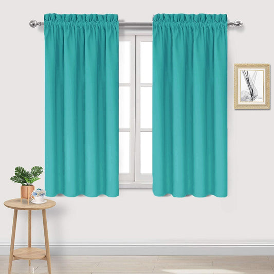 DWCN Blackout Curtains for Living Room Thermal Insulated, Energy Saving & Noise Reducing Bedroom Curtains, Peacock Blue, W 38x L 54 Inch, Set of 2 Rod Pocket Curtain Panels