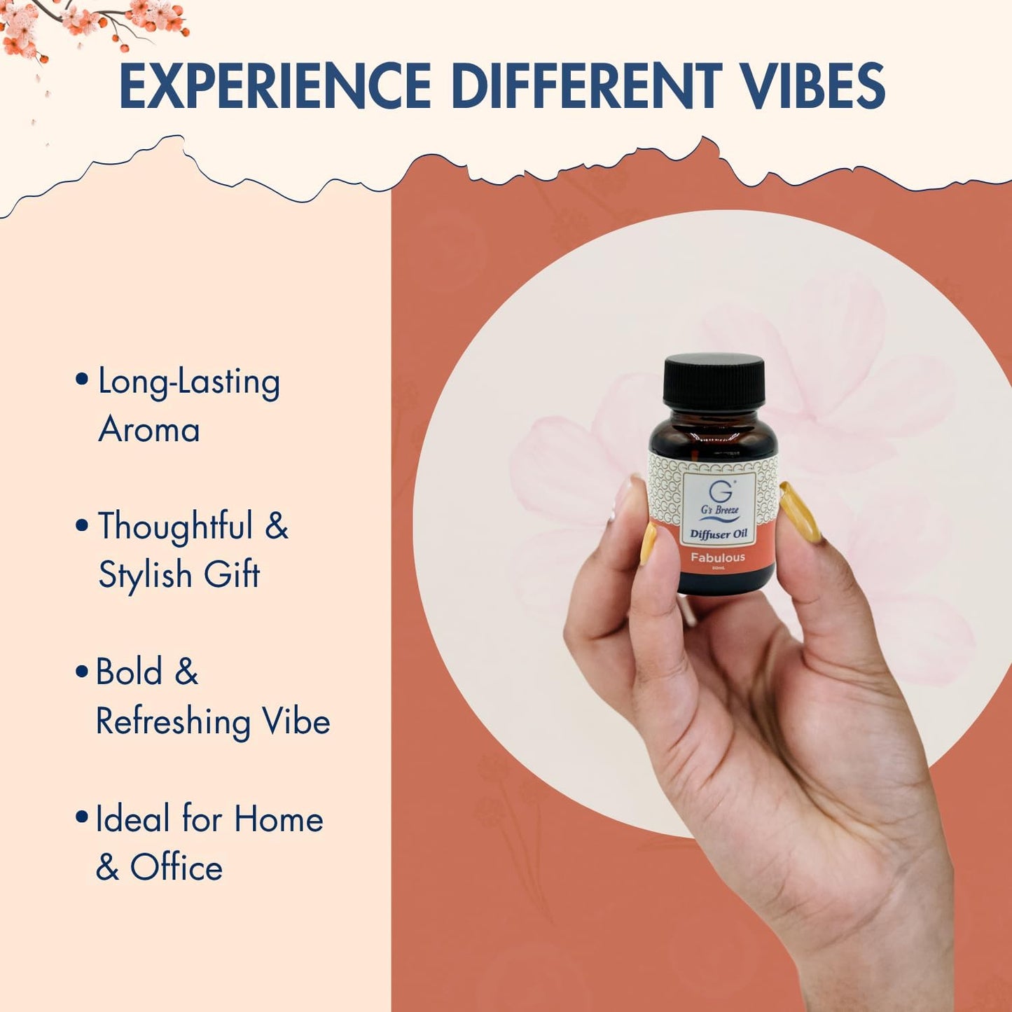 G's Breeze Fabulous Diffuser Oil Refill - Luxurious, Floral & Fruity Essence - Long-Lasting Fresh Scent - Elegant & Portable, Sophisticated Aroma - Warm Fragrance for Home and Office - 60 ML