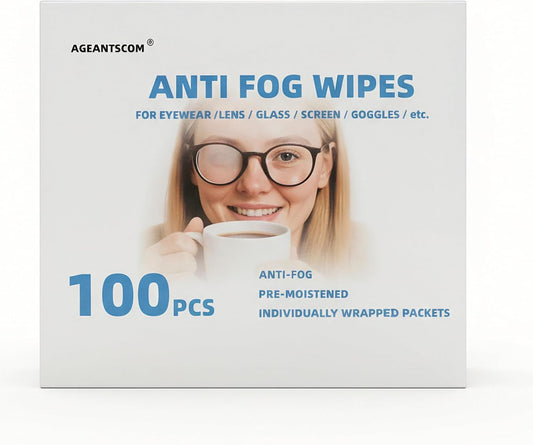 Anti Fog Wipes for Glasses (100-pack) | Pre-Moistened, Quick Dry & Scratch Free for Laptop Screens, Optical Lens, Goggles, Smart Phone Screens and Watch Screens (Extra Large)