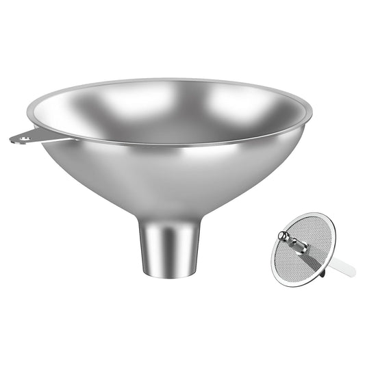 Stainless Steel Funnel with 30 Mesh Filter Food Grade Metal Funnel for Kitchen, Liquids, Oil, Powder, Wide Mouth Bottles, Home Brewing