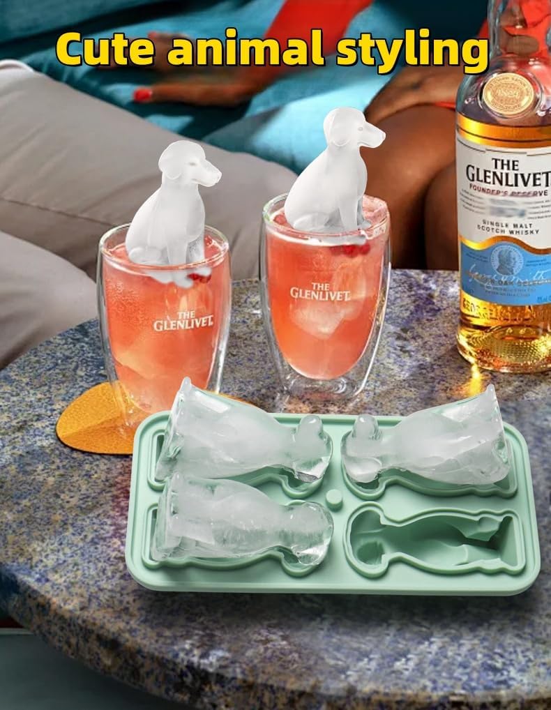 Cute 3D Labrador Dog Silicone Ice Cube Tray Mold Cartoon Animal Ice Box BPA-Free (Grey)