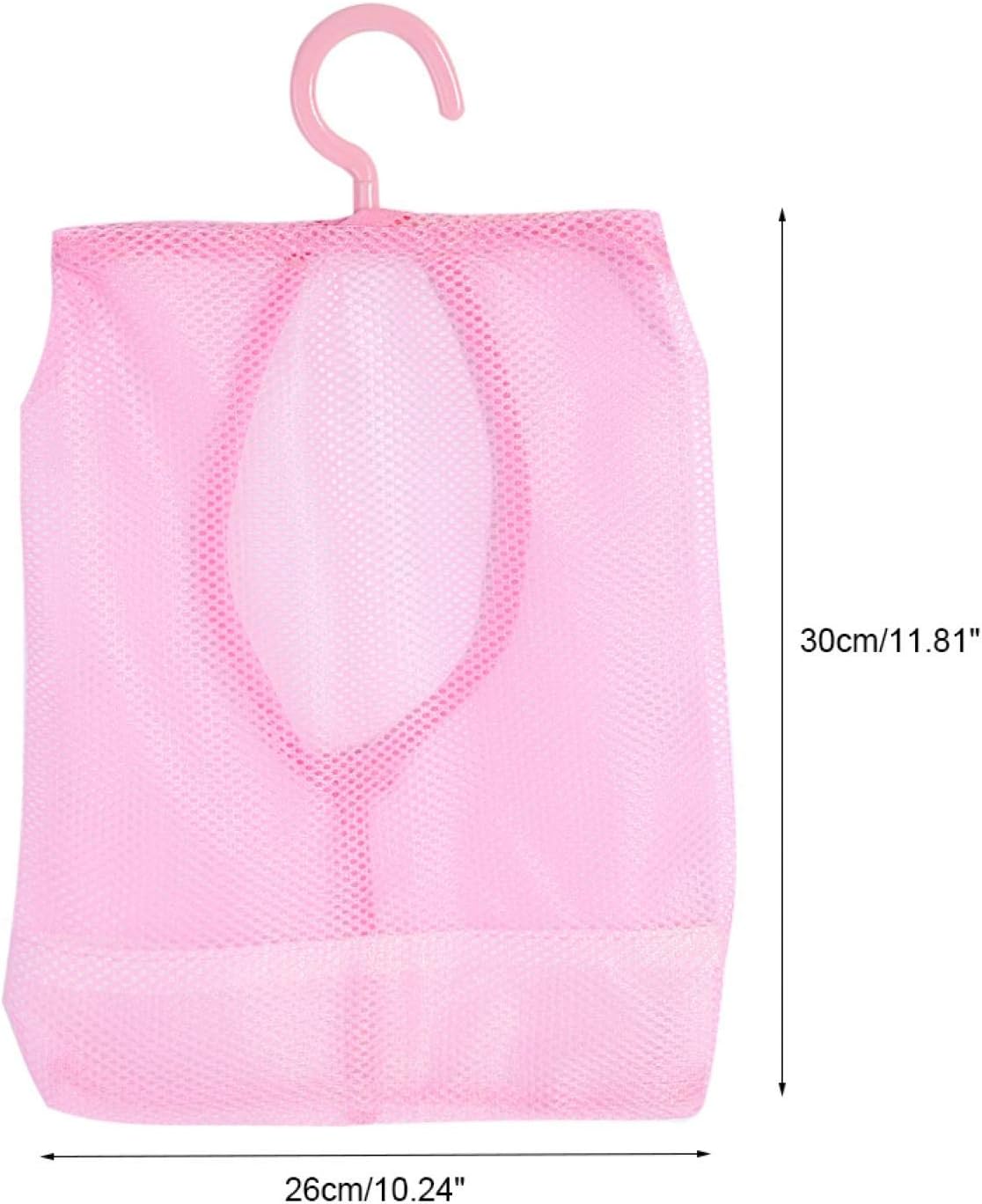 Clothespin Bag, Multi Purpose Hanging Mesh Storage Bag Clothespin Bag with Hanger for Socks Stockings Bra Underwear Bathroom(Pink)