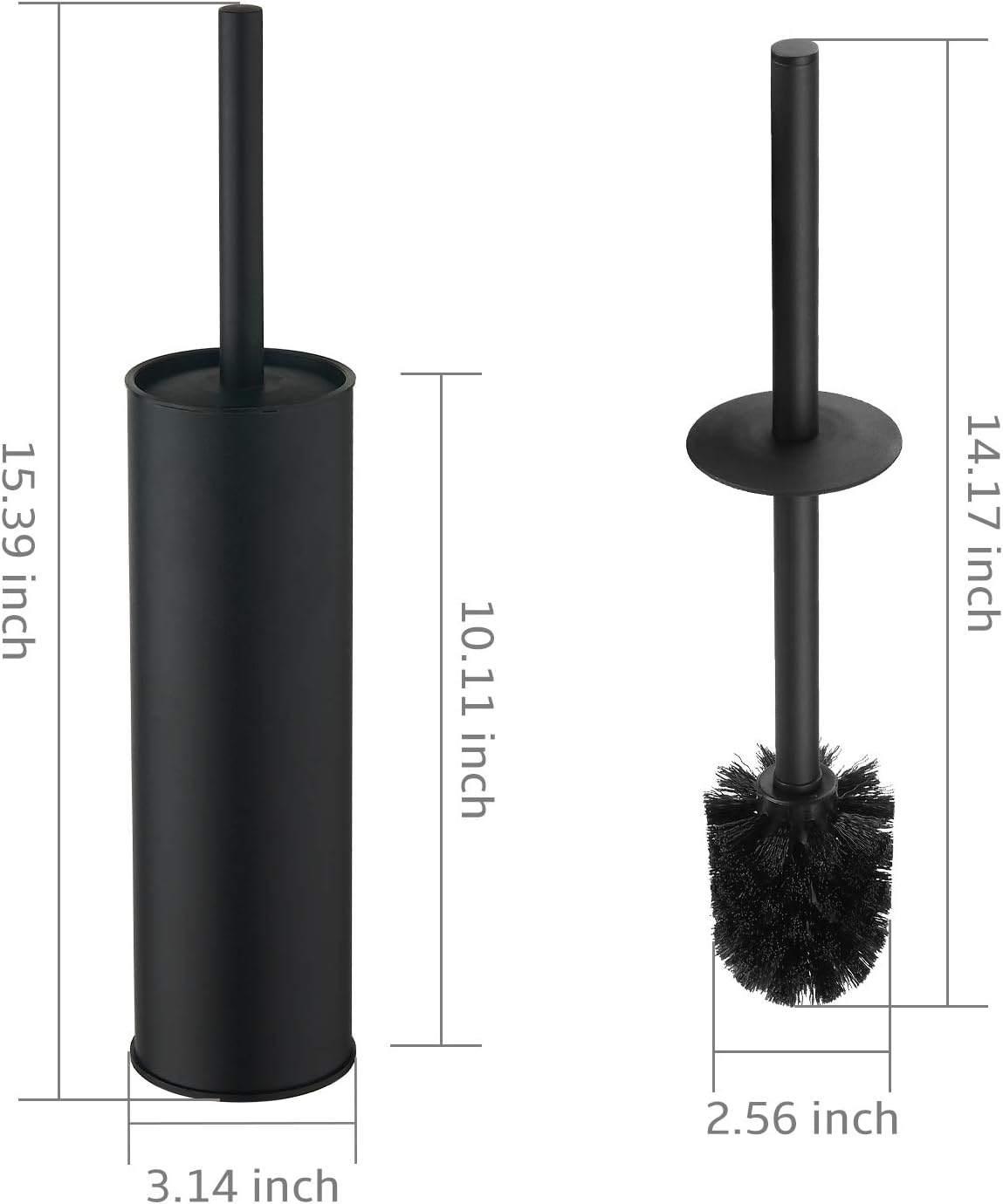 BGL Stainless Steel Toilet Brush with Holder, 2 Black Bristle Heads