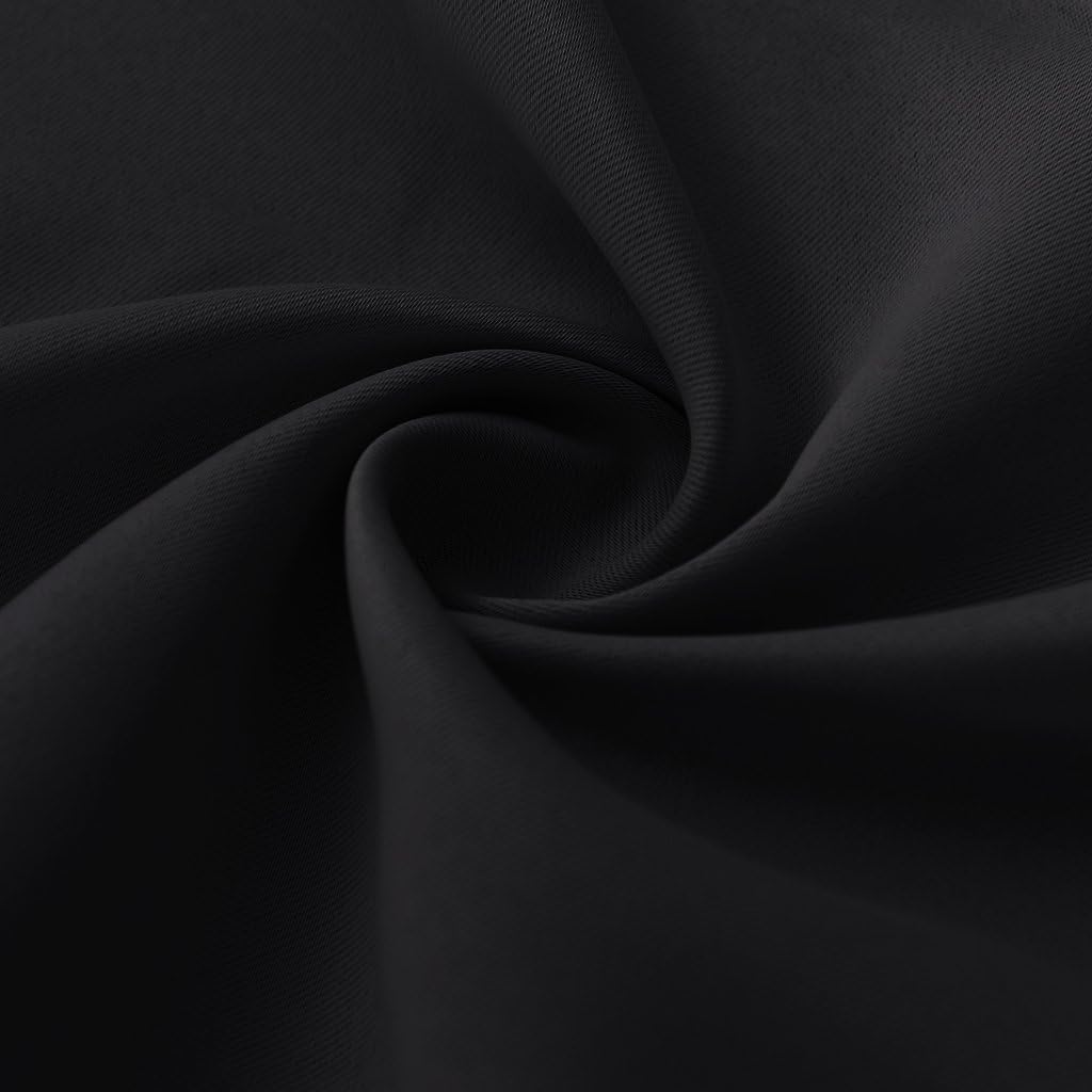RYB HOME Curtains for Bedroom 72 inches Long, Blackout Thermal Insulating Window Treatment Drapes for Living Room Bathroom Basement Laundry Classroom, W 34 x L 72, Black, 2 Panels