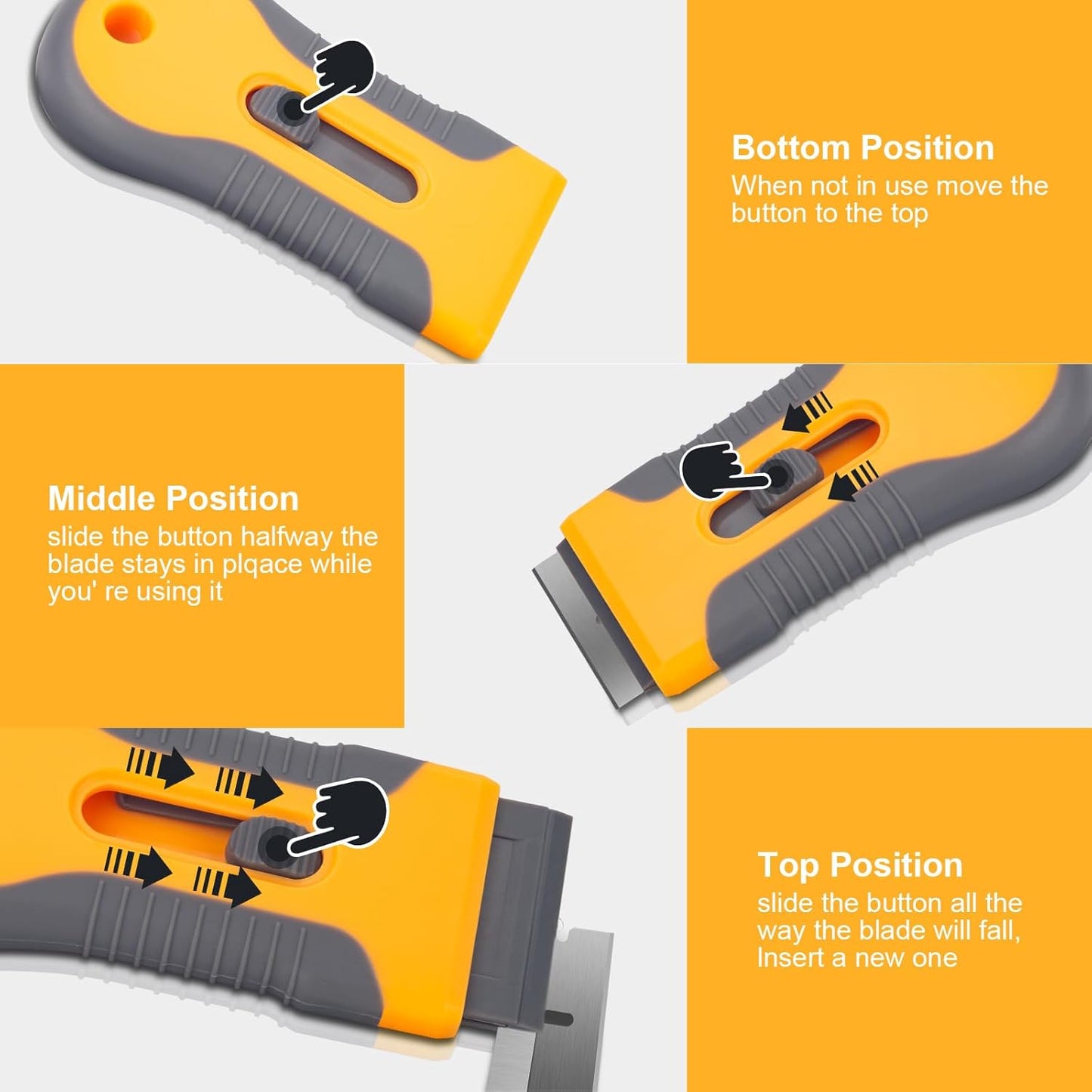 Razor Blade Scraper Tool with 15pcs Extra Blades, Multi-Surface Glass Stove Top Scraper for Paint, Window, Old Label, Decal Sticker, Ceramic Cooktops, Ovens