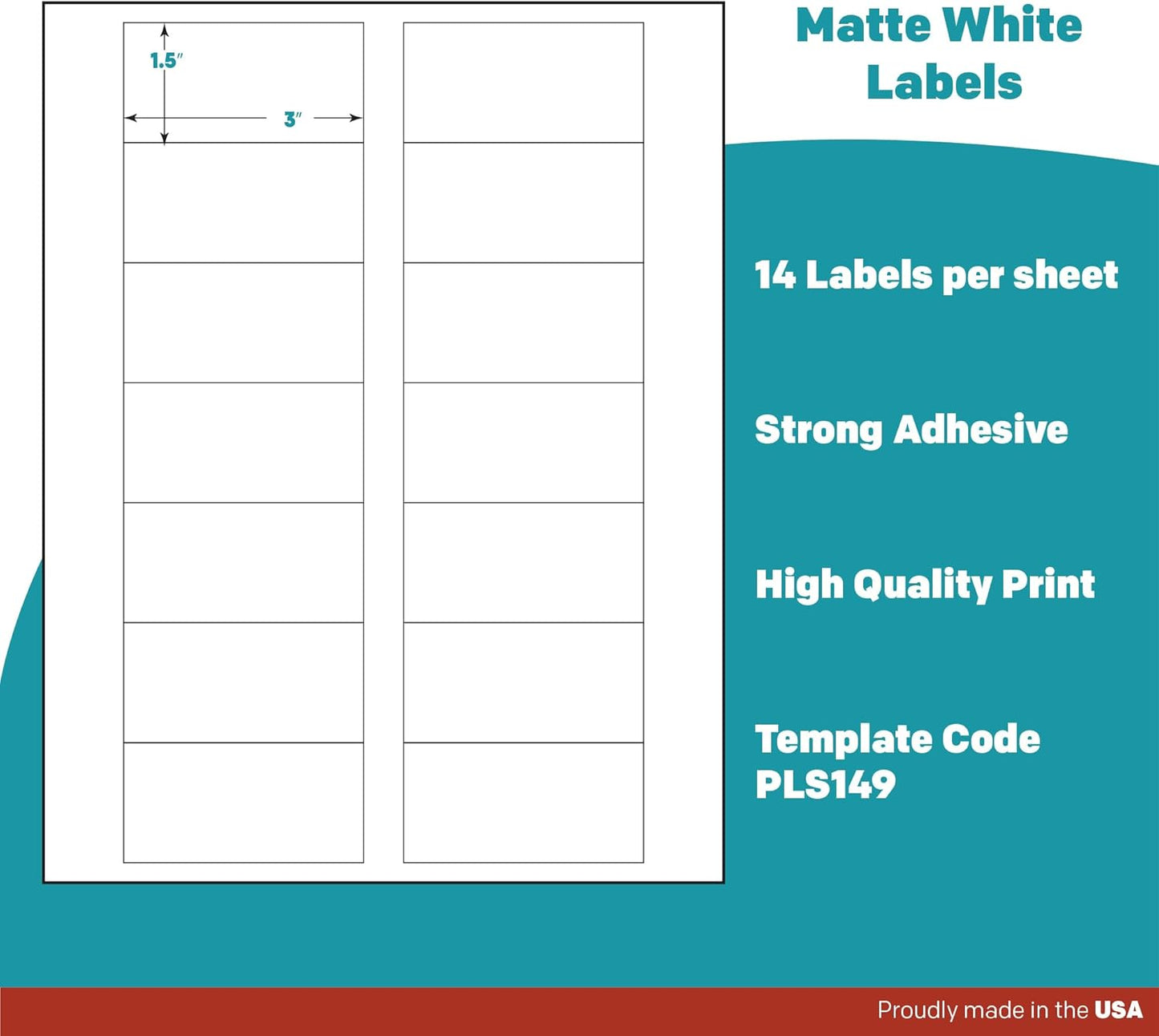 Premium Label Supply White Sticker Bottle Labels – 3" x 1.5" – Laser/Inkjet Compatible – (14 per Sheet), 500 Sheets – 7000 Total Adhesive Labels