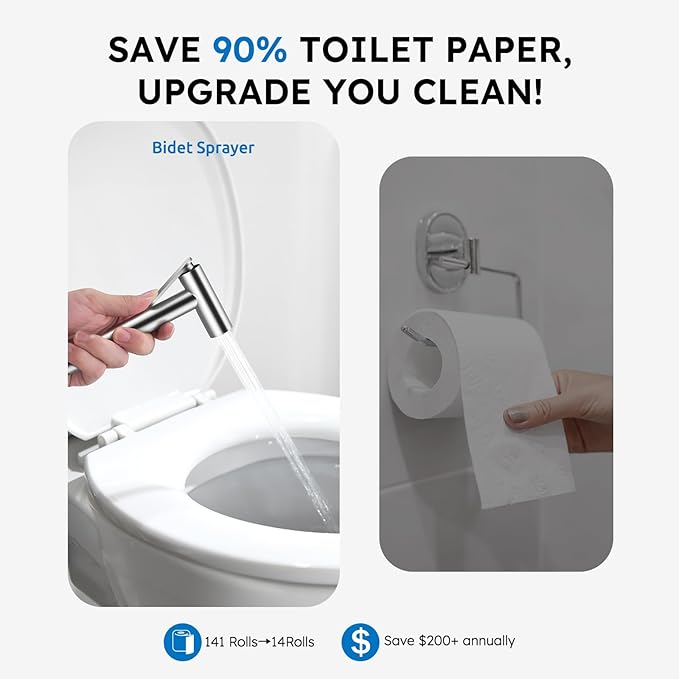 Arofa Built-in Hot and Cold Bidet Sprayer for Toilet, Warm Water Bidet with Adjustable Water Pressure, Dual Control Mode Toilet Sprayer with Toilet Hose for Feminine Wash, Wall Mounted