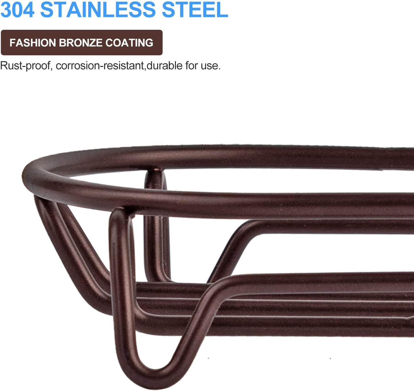 Soap Dish for Shower Bathroom Bar Soap Holder, Stainless Steel Self-draining Soap Rack Tray Saver Sponge Holder for Kitchen, Bath, Tub, Easy Cleaning, Extend Soap Life, Oval Bronze-1 Pack