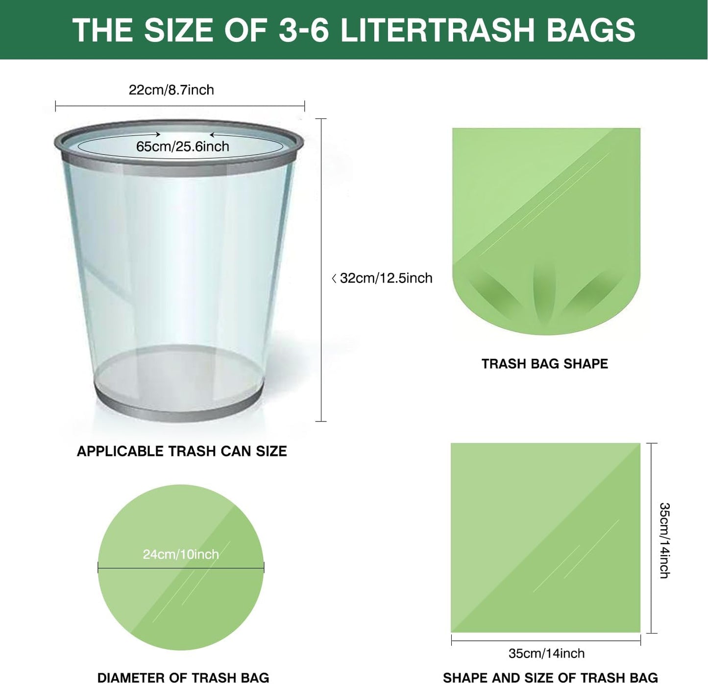 Small Trash Bags 1.2 Gallon (5L) - 120 Counts Garbage Bags, Unscented Compost Bags for Bathroom, Office & Dorm