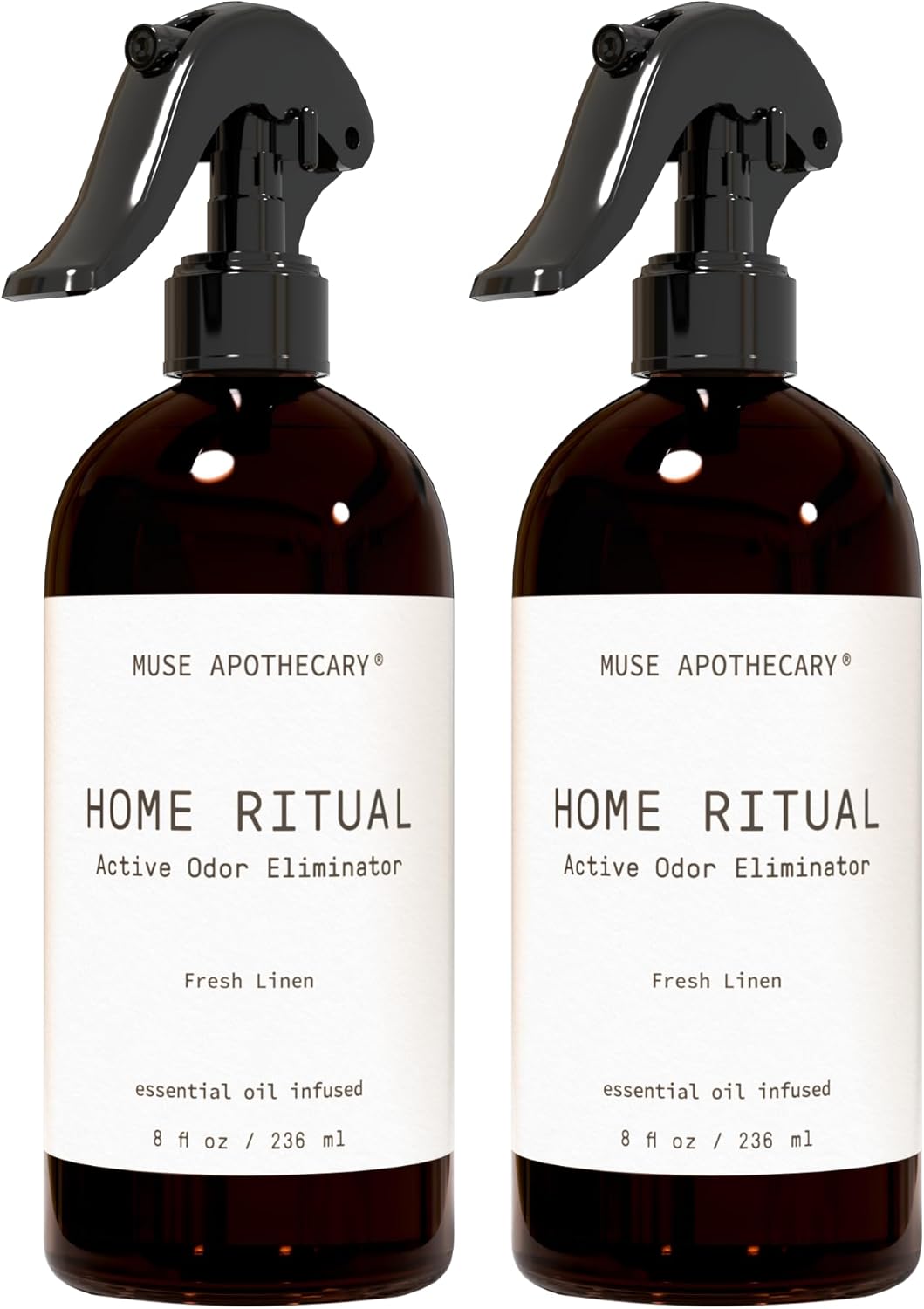 Muse Apothecary Home Ritual Active Odor Eliminator Spray - Furniture Deodorizer Spray & Bathroom Odor Eliminator for Home - Essential Oil Air Freshener - 8oz, Fresh Linen