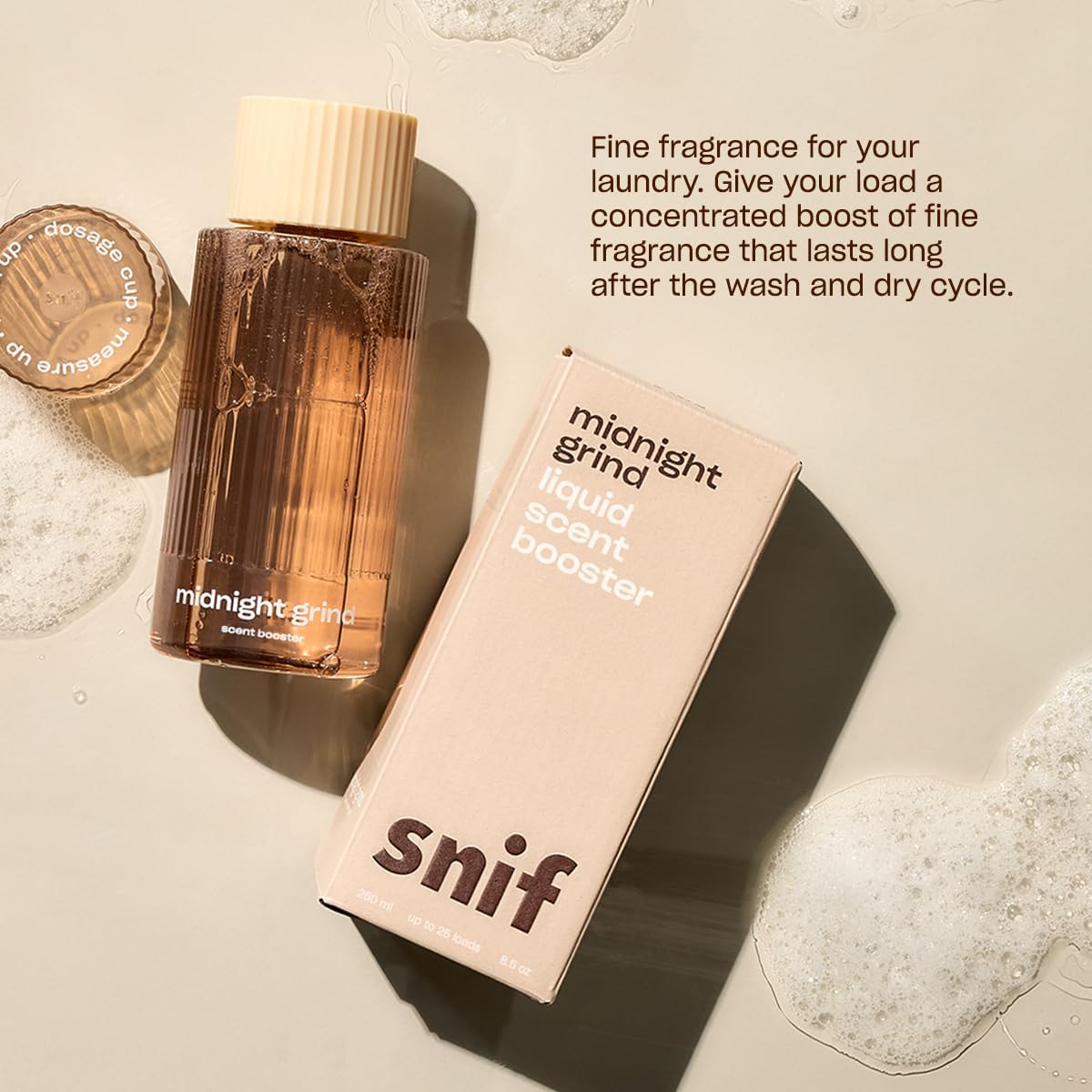 Snif Midnight Grind Scent Booster, Bold, Rich Espresso Scent, 25 Loads, Non-Irritating to Skin, Clean, Non-Toxic, Vegan, Cruelty Free, 8.5oz