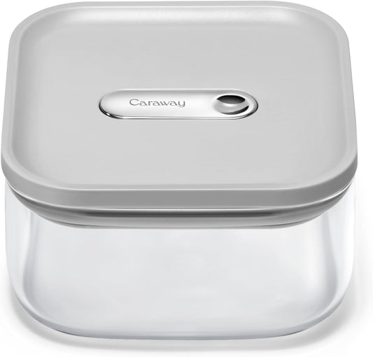 Caraway 1qt Glass Airtight Food Storage Container with Lid – Non-Toxic, BPA-Free Kitchen Storage Container – Stackable, Space-Saving Airtight Container for Dry Goods and More - Gray