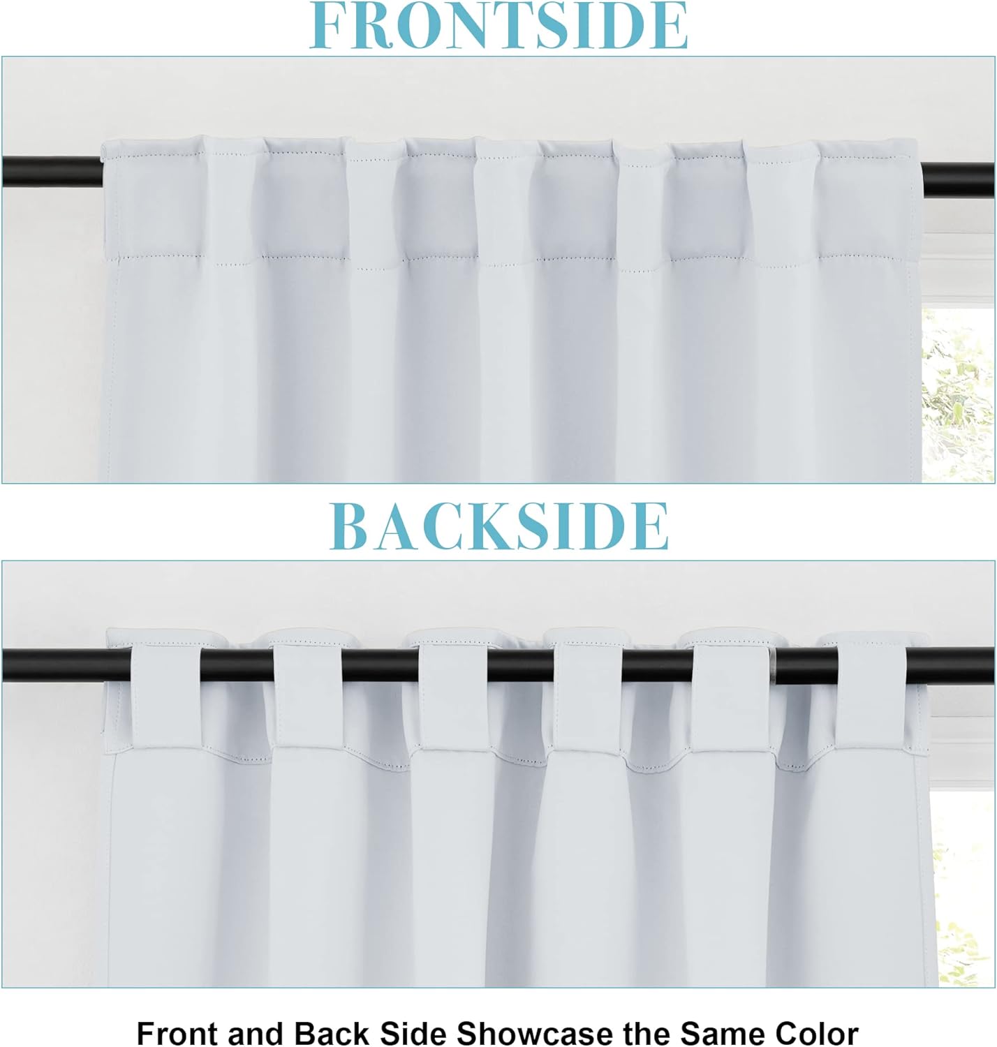 RYB HOME Kitchen Window Curtains - Blackout Privacy Half Window Curtains for Bedroom Bathroom Dining Living Room Cafe Office Short Tiers Drapes, W 34 x L 36 inches, 2 Panels, Grayish White