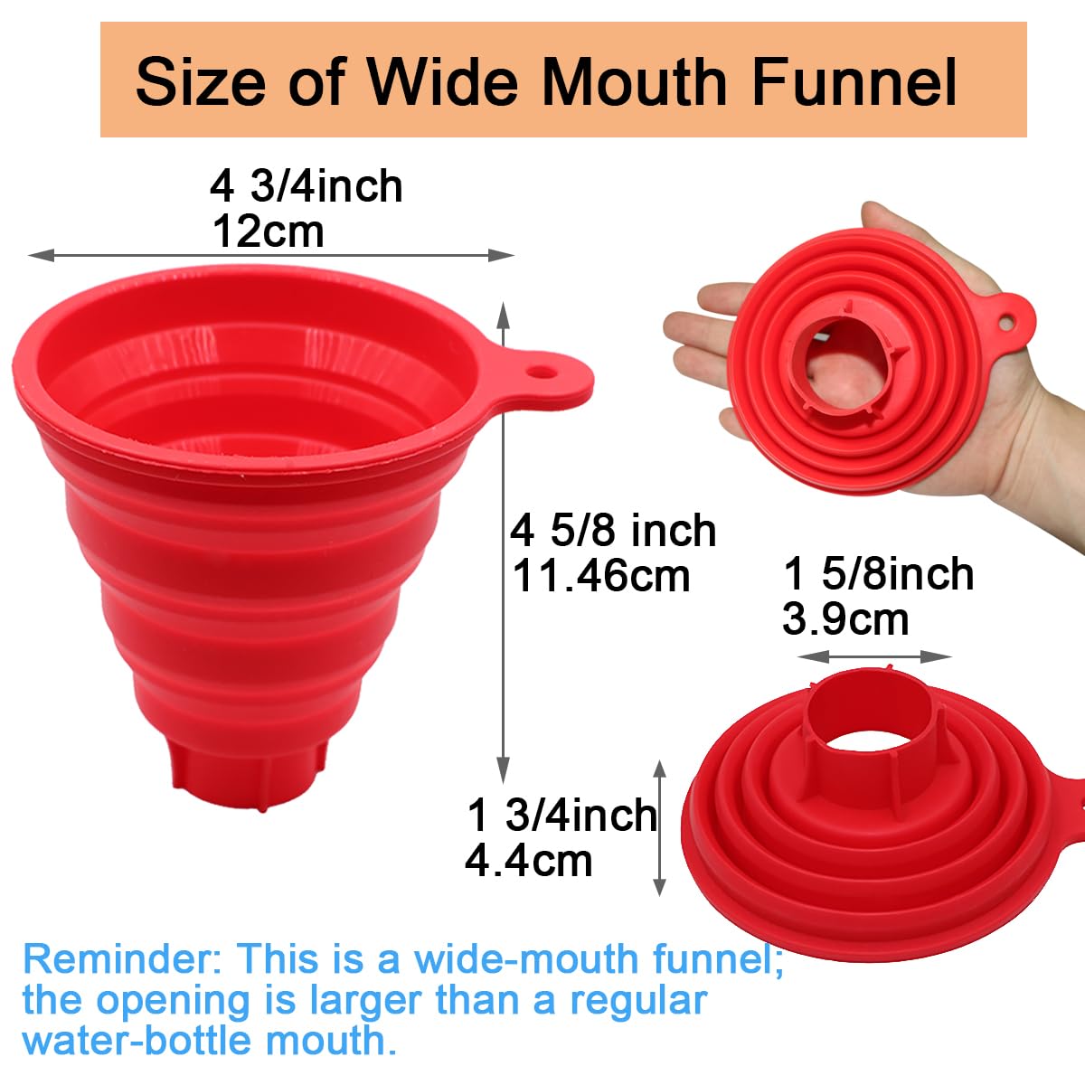 KongNai Silicone Collapsible Wide Mouth Funnel for Jars, Foldable Large Canning Funnel for Wide Mouth Jar, Food Grade Silicone Transferring Tool for Liquid Oil Jam Solid Seasoning Bean