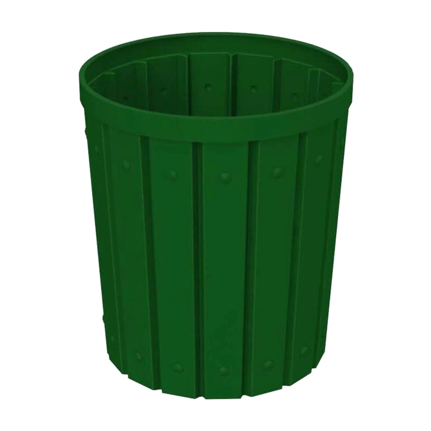 42 Gallon Slatted Circle 100% Recycled Plastic Commercial Outdoor and Indoor Trash Can with Push Open Dome Lid and Internal Liner | Great for Schools and Businesses - Green
