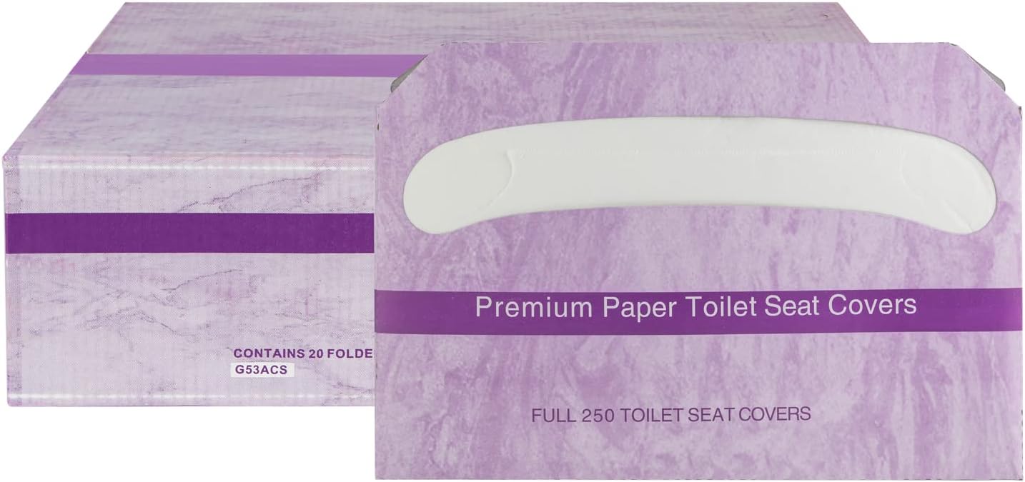 EZbrnd Premium Half-Fold Disposable Toilet Seat Covers, Flushable Paper Cover for Bathtoom, White, 250 Sheets x 20 pk