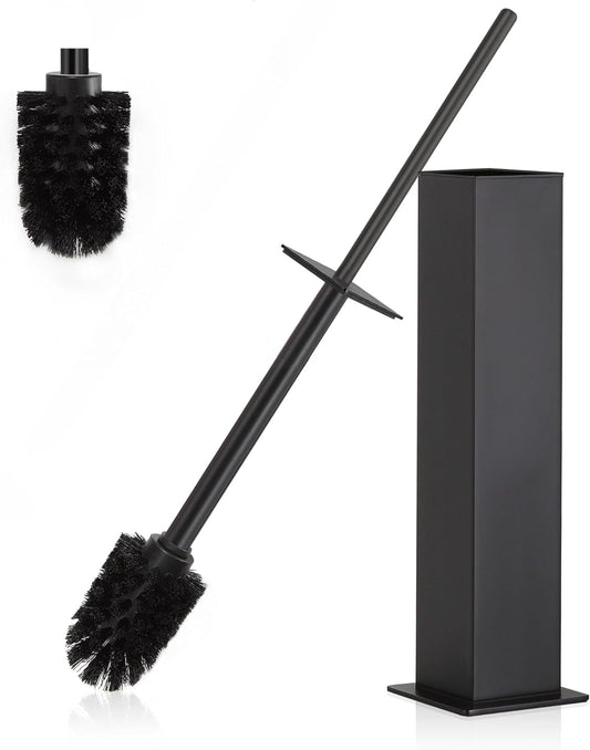 BVL Toilet Brush and Holder Set Black Stainless Steel 304 Square Freestanding Toilet Brush for Bathroom