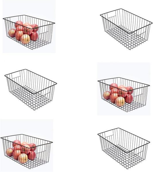 16inch Upright Freezer Organizer Baskets for 13-14,16-21 cu.ft Standup Freezer, Settle freezer chaos and reduce food waste effectively, Durable, Fully Use Space, Improve Air Circulate, Black, 6pcs