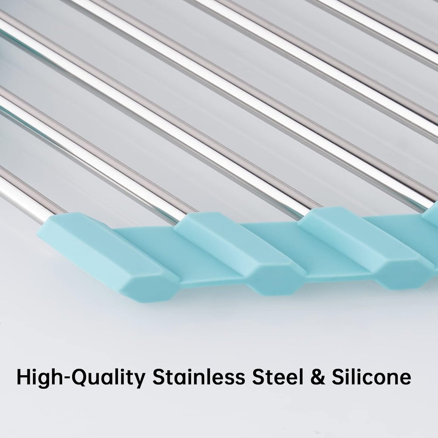 Tomorotec Green Triangle Roll-Up Dish Drying Rack for Sink Corner - Small, Foldable, Stainless Steel, Multipurpose Kitchen Drainer Caddy, Trivet, Rustproof Organizer, Storage Shelf