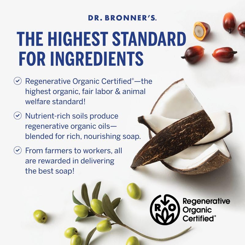 Dr. Bronner's Pure-Castile Liquid Magic Soap Refill - Made with Regenerative Organic Certified Oils, 86% Less Plastic - 18-in-1 Uses for Face, Body Wash, Hand Soap Refill & More - Peppermint, 32oz