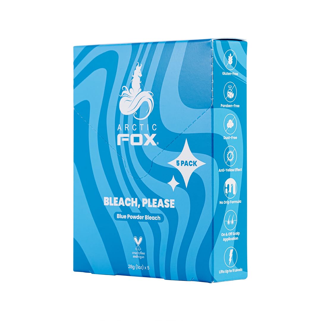 ARCTIC FOX Bleach Please, Blue Powder Bleach 5 Pack of Sachets (5 x 1oz) Stock up and save! Perfect for multiple use touch-ups, highlights or money pieces.