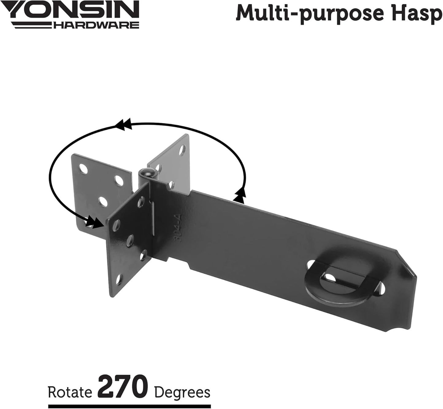 5" Door Padlock Safety Hasp Latch 2 Pcs, Door Hasp Clasp Lock Gate Shed Hasp Latch Lock for Door WindowCabinet Pet Cage Toolbox Shed Fence, 304 Stainless Steel, Matte Black Finish