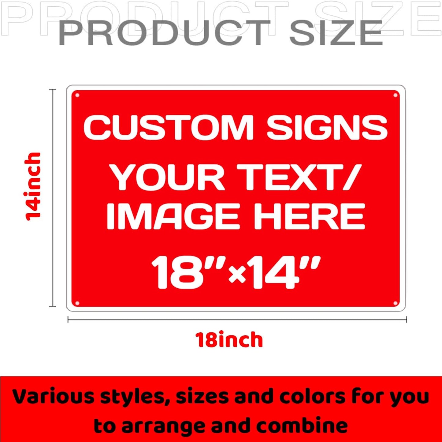 Repaly Personalized signs,Aluminum Weatherproof Metal Sign Multiple Sizes Custom Personalized Text And picture Here,hazard sign,garden sign,custom door sign,Customised business signs(18 * 14 IN,Red)