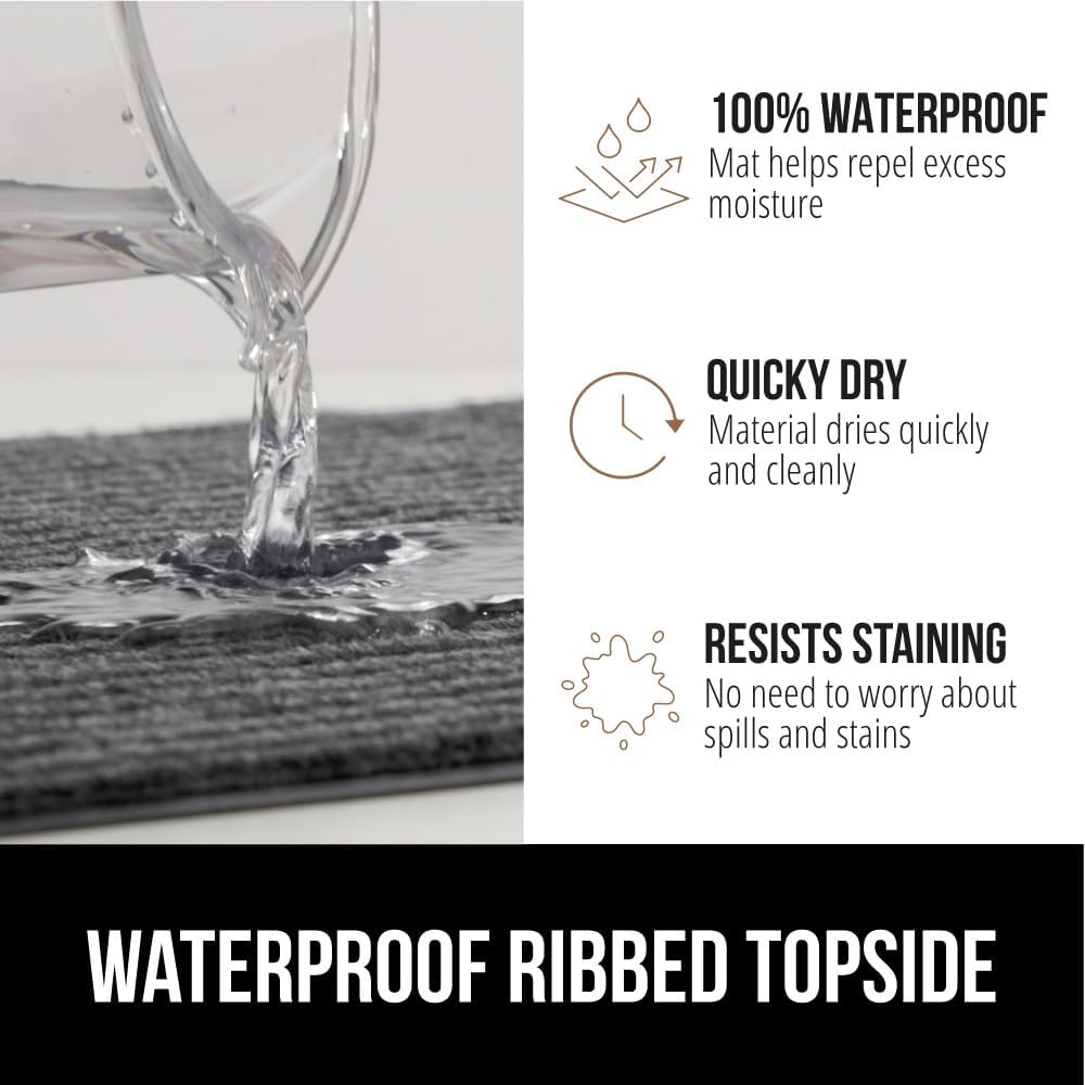 GORILLA GRIP Traffic Guard Door Mat, 47x35, Heavy Duty Welcome Mats, Commercial Office Space Doormat, Waterproof, Fade Resistant, Strong Rubber Backing, Low Profile, Shoe and Boot Scraper, Light Gray