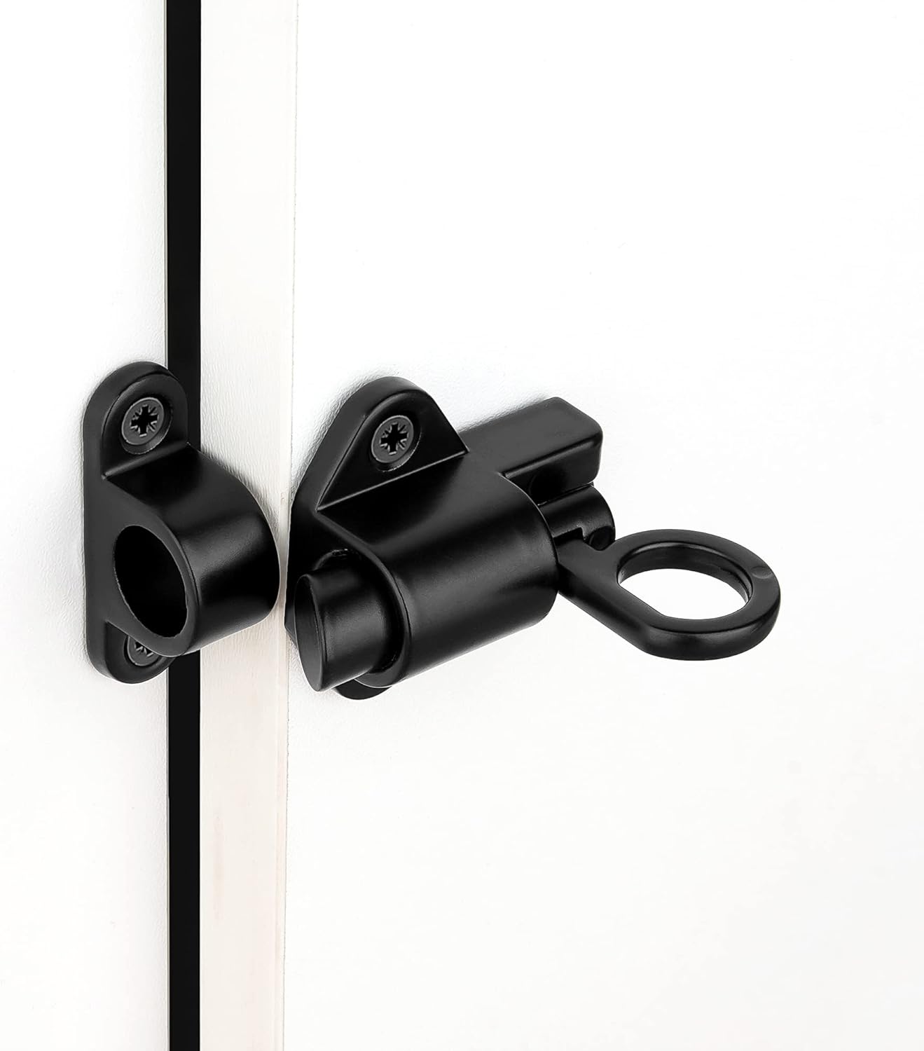 2 Packs Self-Closing Latches，Black Spring Door Lock，Resilient Bolt Latch Aluminum Alloy Safety Automatic Spring Barrel Door Lock with Screws,Used for Wooden Door,Wooden Window and Cabinet etc