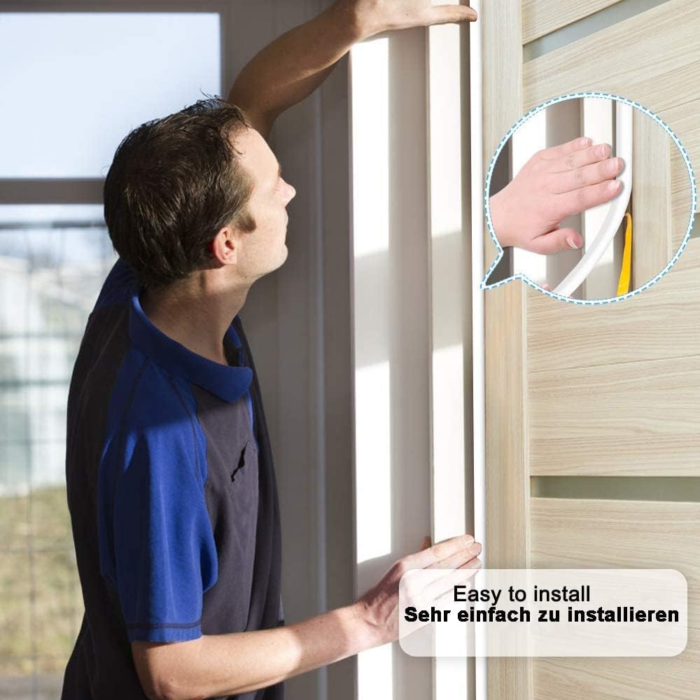 Weather Stripping Seal Strip Tape, Doors Windows Frame Self Adhesive D Type Foam Sealing Tape, 32.8Ft Rubber Soundproof Insulation Cell Foam Stripping, White