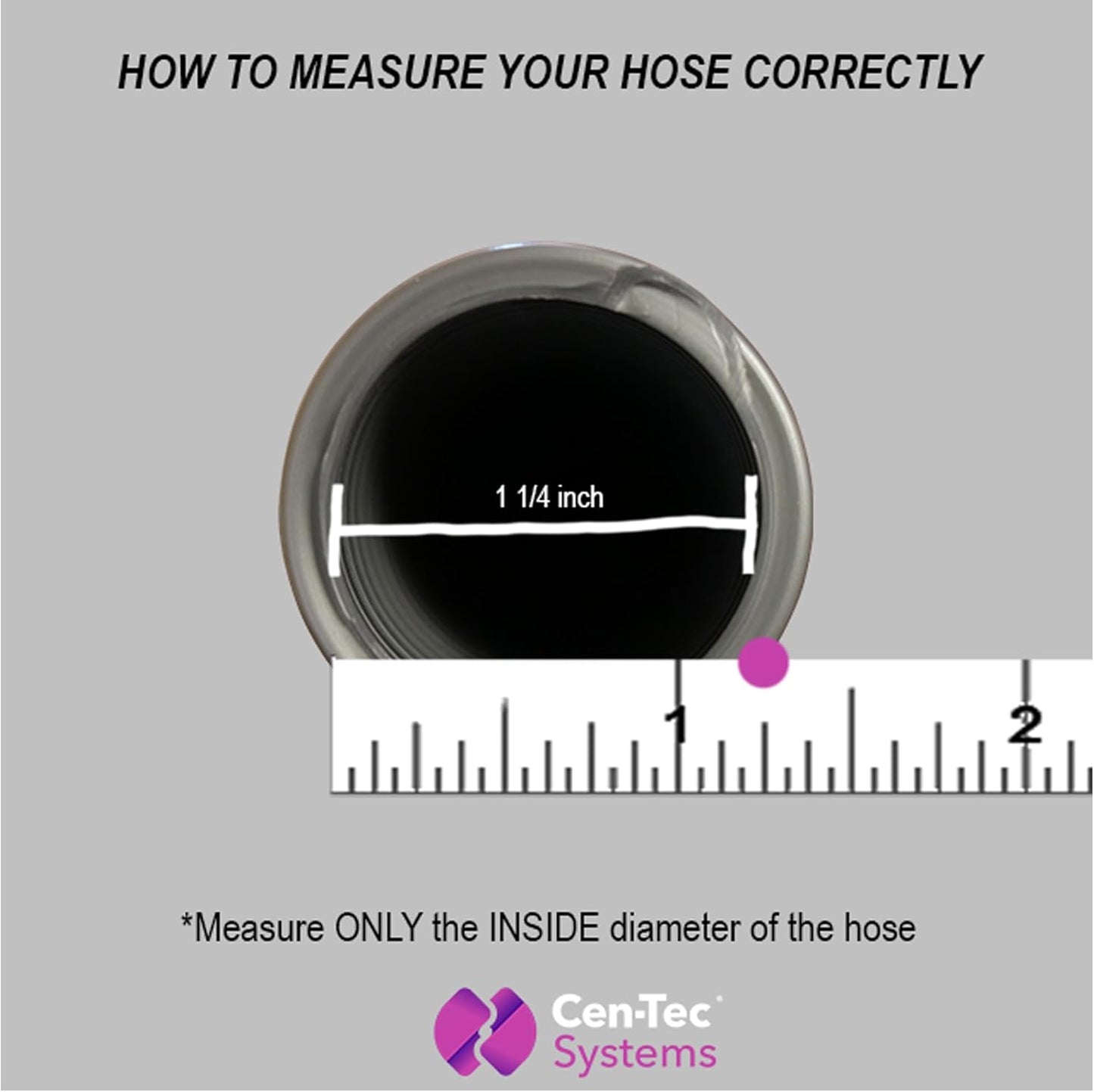 Cen-Tec Systems 30 Ft. Premium Shop Vacuum Extension Hose with 2 tank adapters and 1.25" curved end, Silver