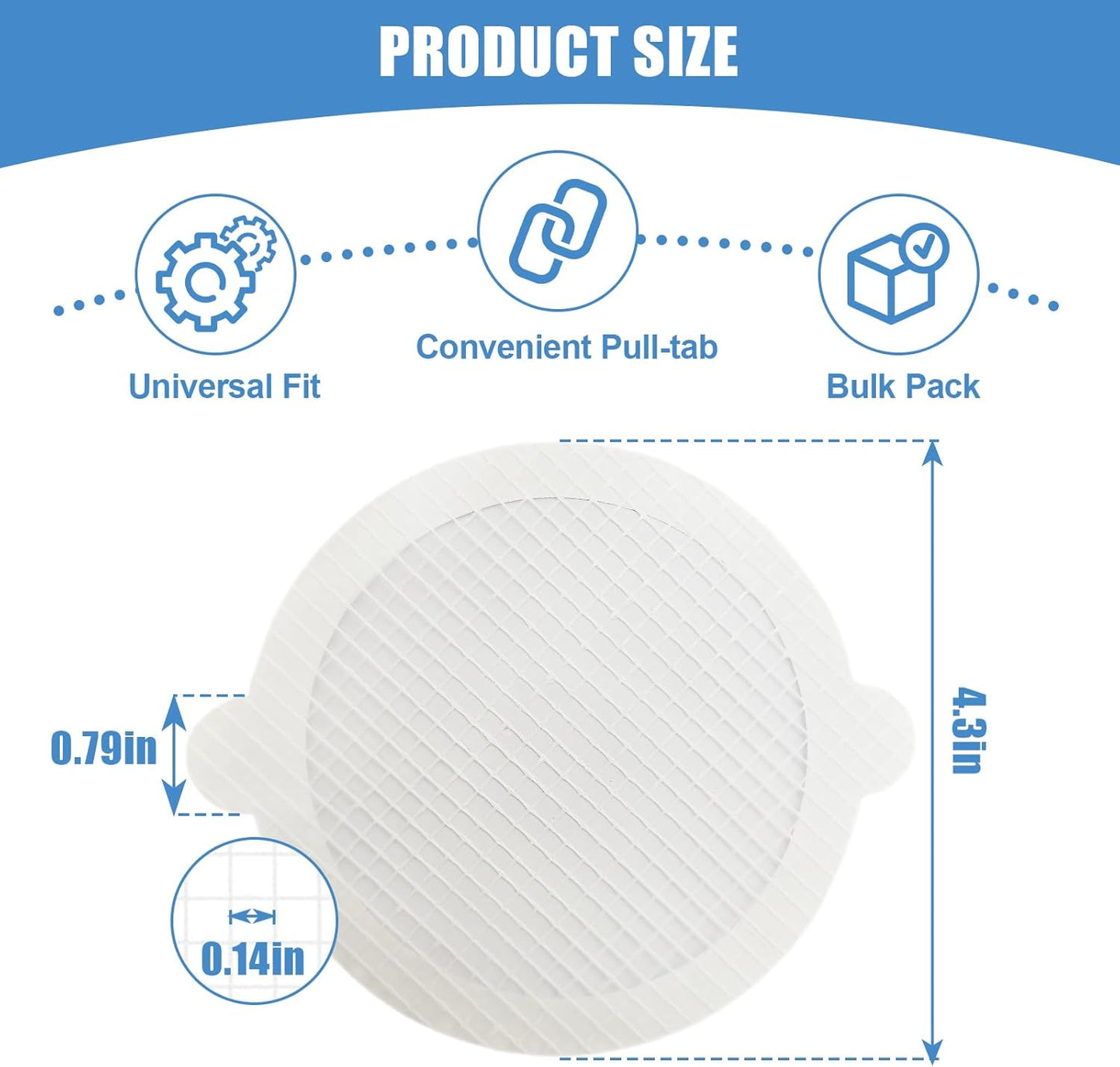 30 Pack Disposable Shower Drain Hair Catcher Hair Trap Drain Covers 4.3” Extra-Wide Mesh Hair Catcher for Shower, Sink, Laundry & Bathtub