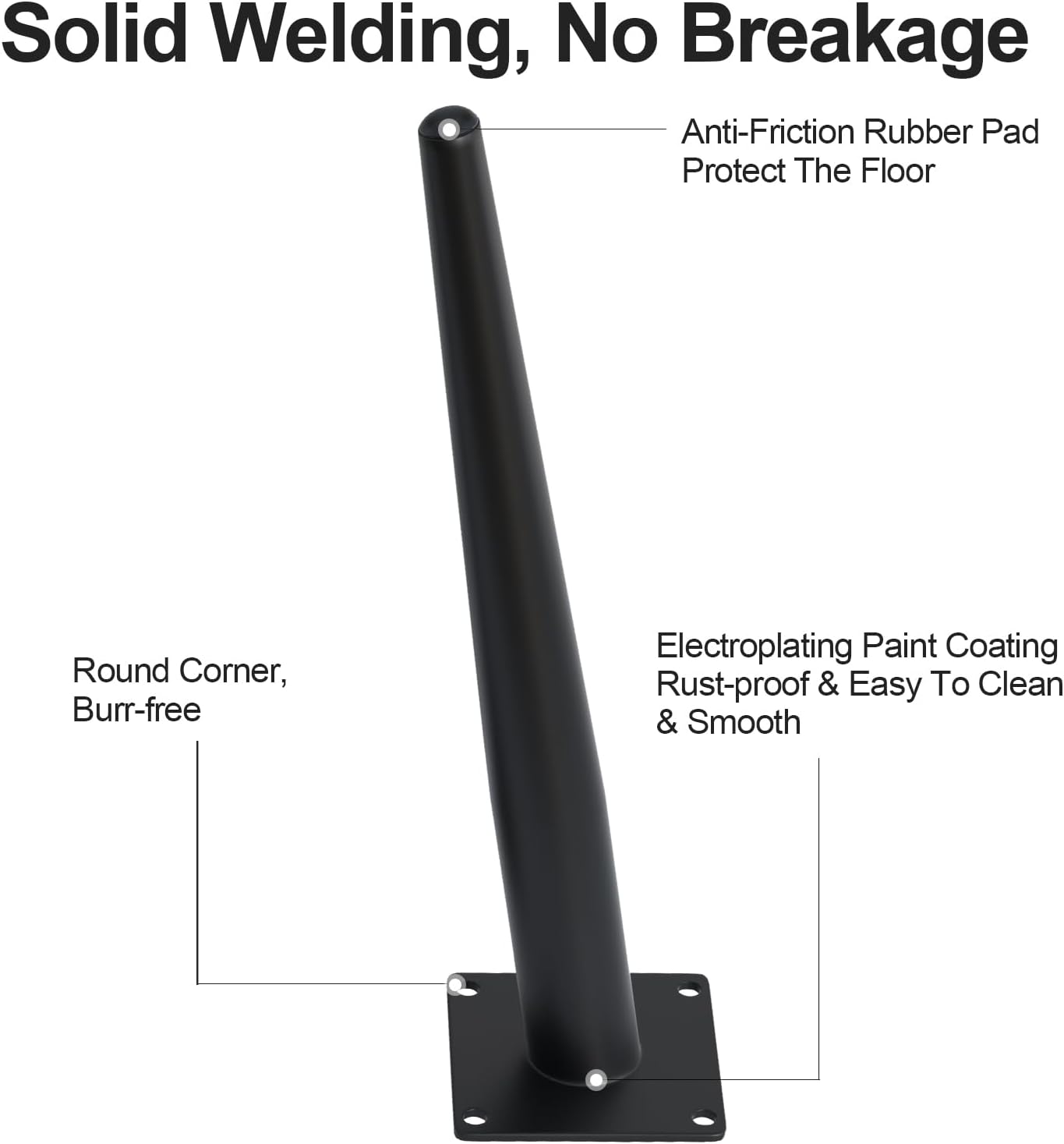 8PCS 12 Inch Matte Black Tapered Angled Legs for Furniture, Metal Mid Century Mordern Feet, Heavy Duty Slanted Stand Legs Kit for Couch, Coffee Table, Desk, Dresser, Sofa, Chair