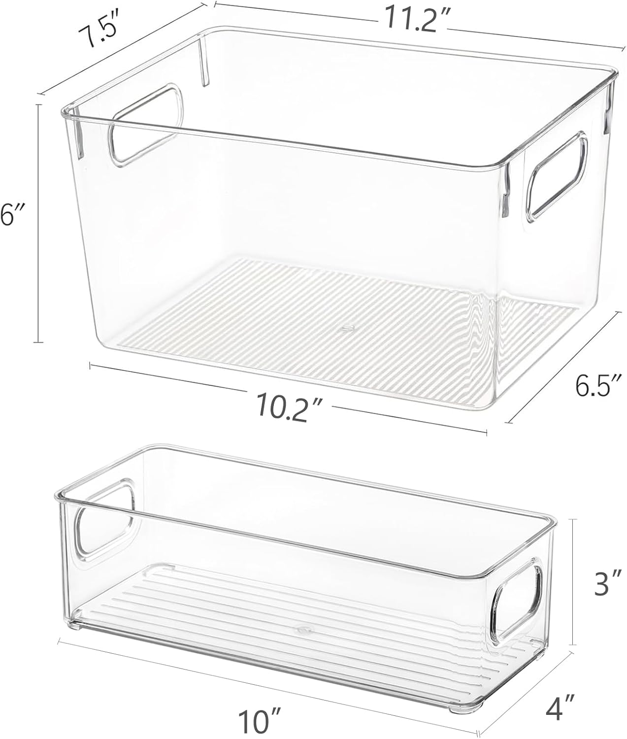 Set Of 8 Clear Pantry Organizers Bin, 4 Large and 4 Small Stackable Organizing Bins for Pantry, Kitchen and Cabinet Organizer