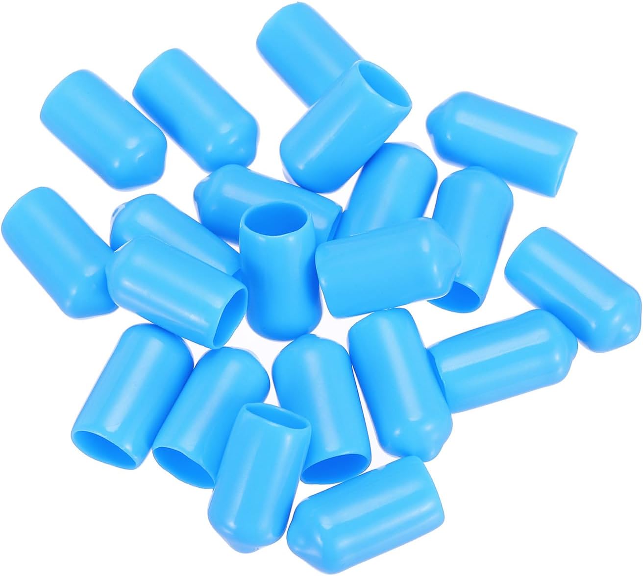 uxcell 20pcs Rubber End Caps 8mm(5/16") ID Vinyl PVC Round Tube Bolt Cap Cover Screw Thread Protectors,Light Blue