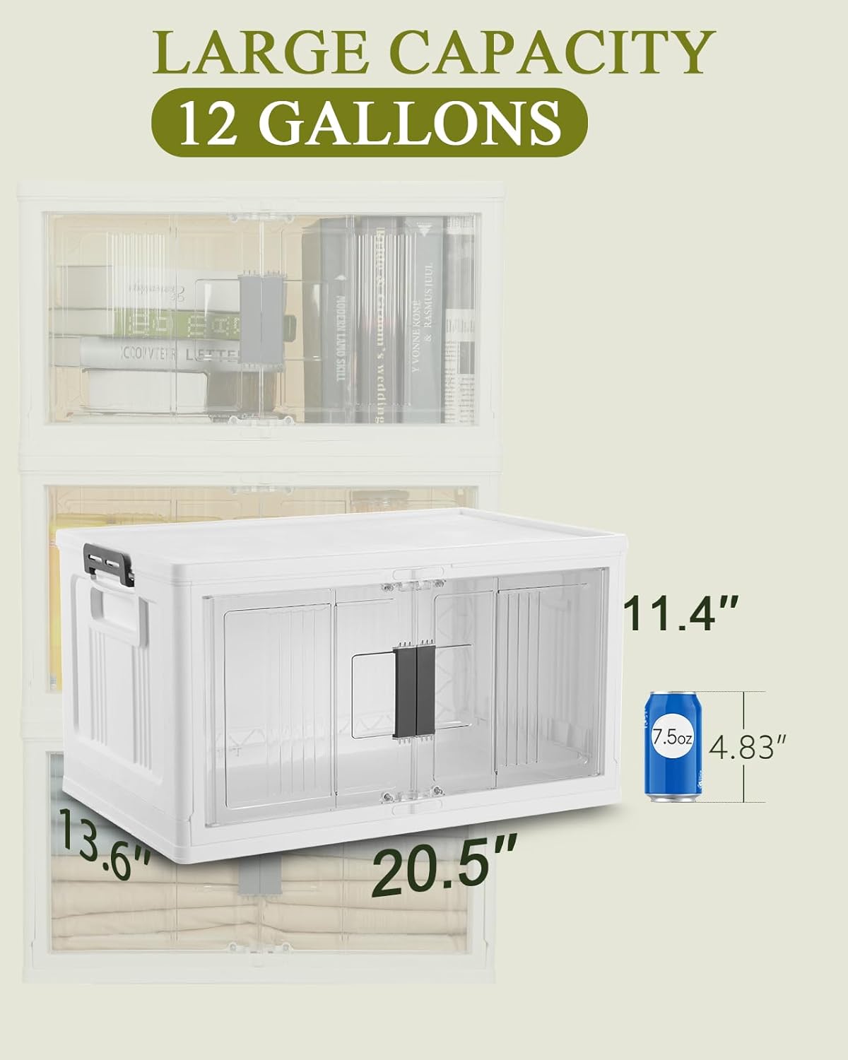 OlarHike 48QT Lockable Storage Bins with Lids - Folding Storage box with Doors and Wheels, Collapsible Plastic Storage Bins for Closets, Stackable Storage Organizer, Storage Containers, 4 Pack Cubes