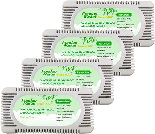 4Packs Fonday Refrigerator Deodorizer Odor Eliminator for Fridges Freezers Coolers Lunch Boxes Bamboo Charcoal More Effective Than Baking Soda