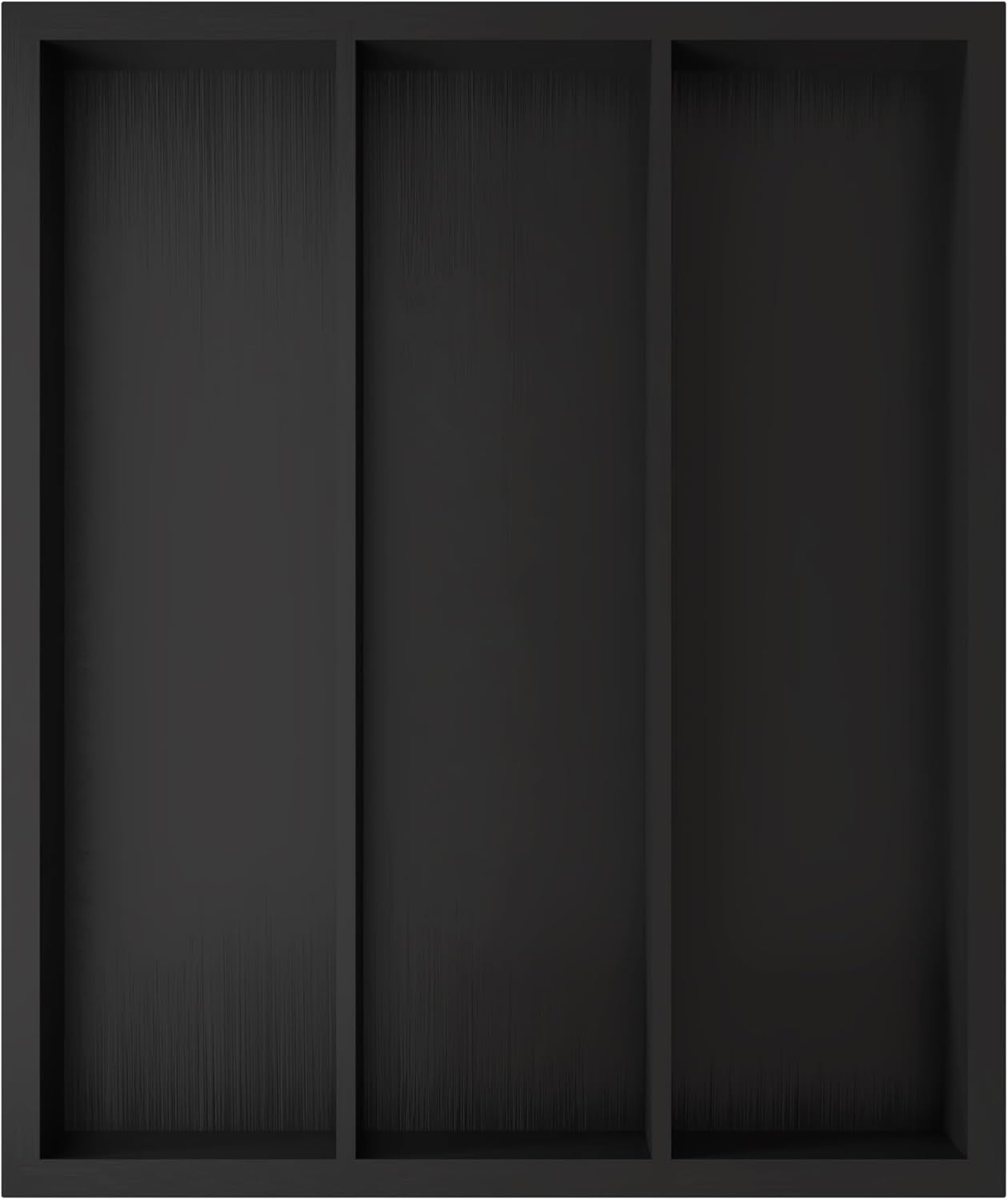 Bamboo Utensil Drawer Organizer, Silverware Tray Organizer, Kitchen Drawer Organizer for Flatware Cutlery (Black, 3 Slots)