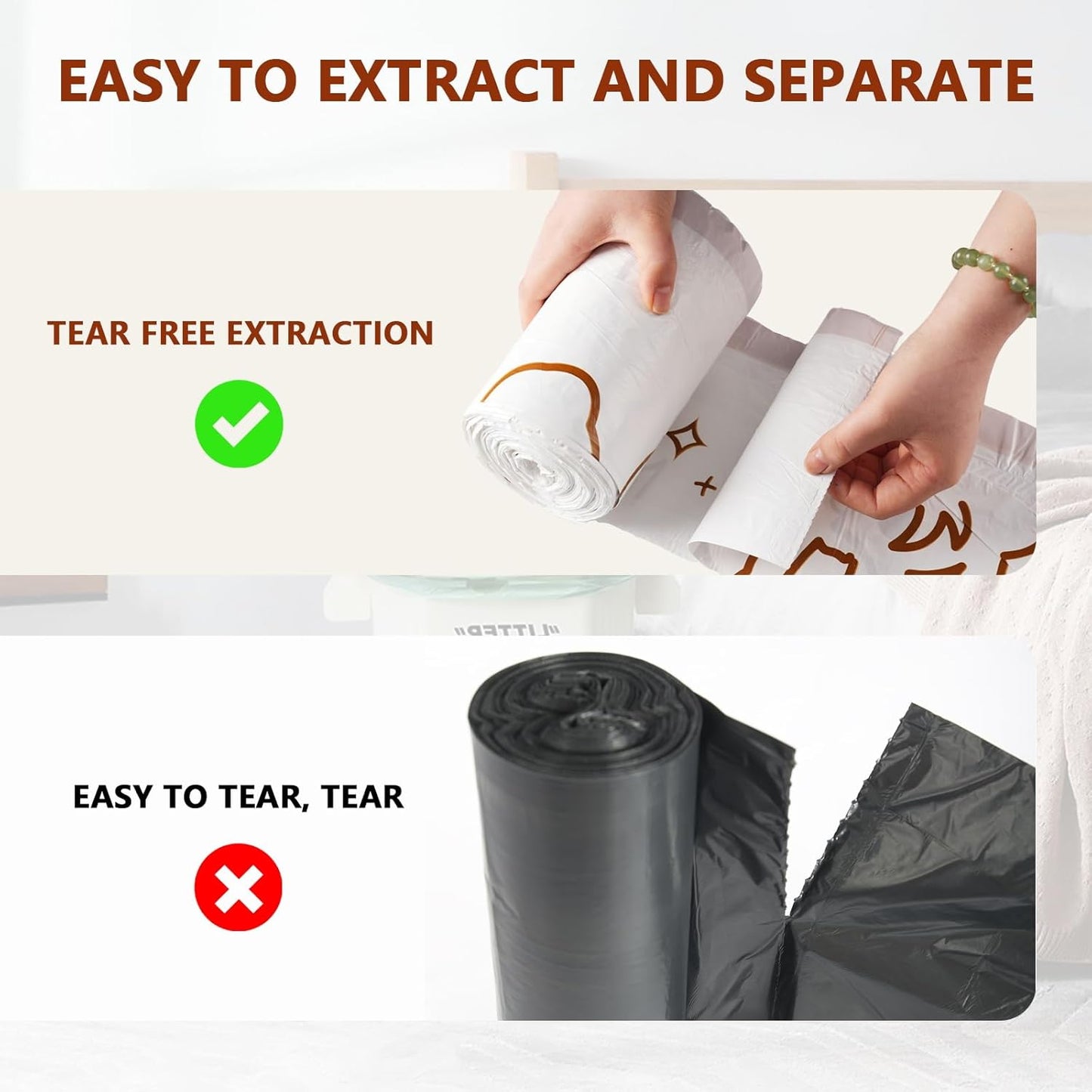 13 Gallon Trash Bags with Cute Rabbit Printed & Drawstring, Tear-Resistant Tall Kitchen Garbage Bags, Heavy-Duty Large Trash Can Liners for Home/Office, 25 Counts