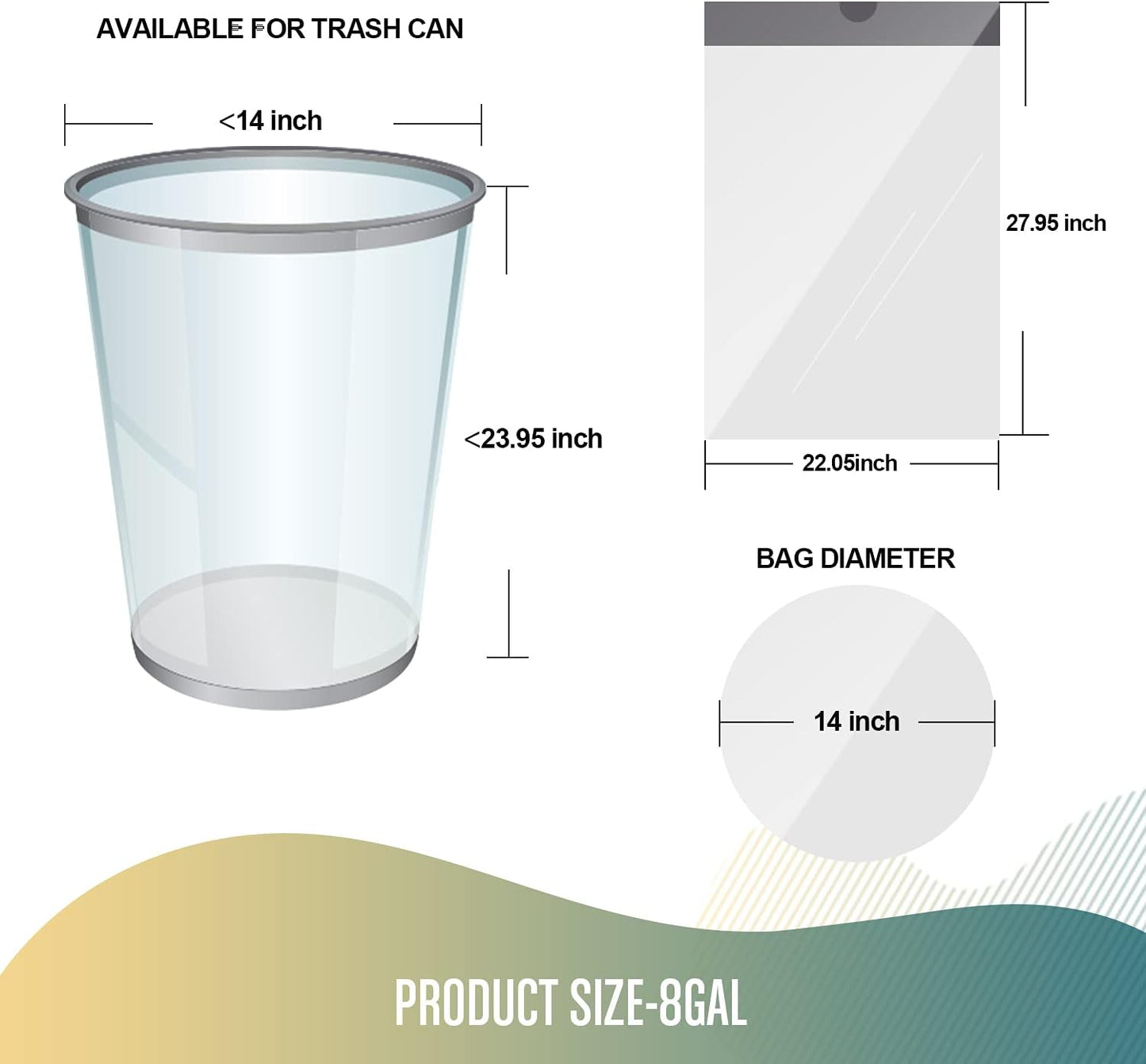 FORID Medium Drawstring Trash Bags - Plastic Garbage Bags 8 Gallon (30 Liter) White Disposable Can Liners for Kitchen Bedroom Bathroom Home Office (120 Counts) - Durable & Thick Trash Bags