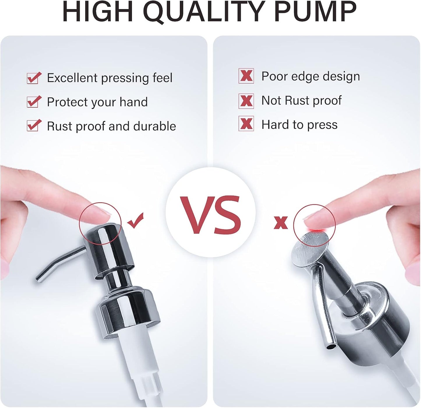 Clear Glass Soap Dispenser 18 oz, 2 Pack Hand Dish Soap Dispensers Bathroom with Stainless Steel Pump, Refillable Kitchen Liquid Decorative Bottles for Hand Sanitizer, Lotion