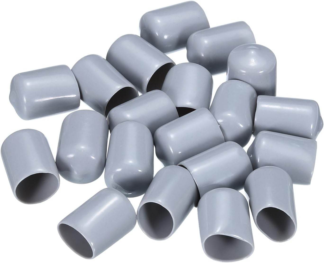 uxcell 20pcs Rubber End Caps 15mm ID Vinyl PVC Round Tube Bolt Cap Cover Screw Thread Protectors Grey