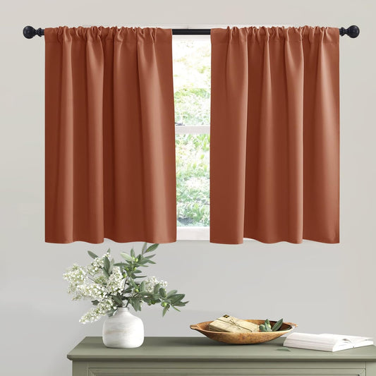 RYB HOME Blackout Curtains for RV Camper Windows, Privacy Thermal Insulating Mini Curtains & Drapes for Bedroom Bathroom Basement Kitchen Door Window Cover, W 42 x L 36 inch, Burnt Orange, 2 Panels