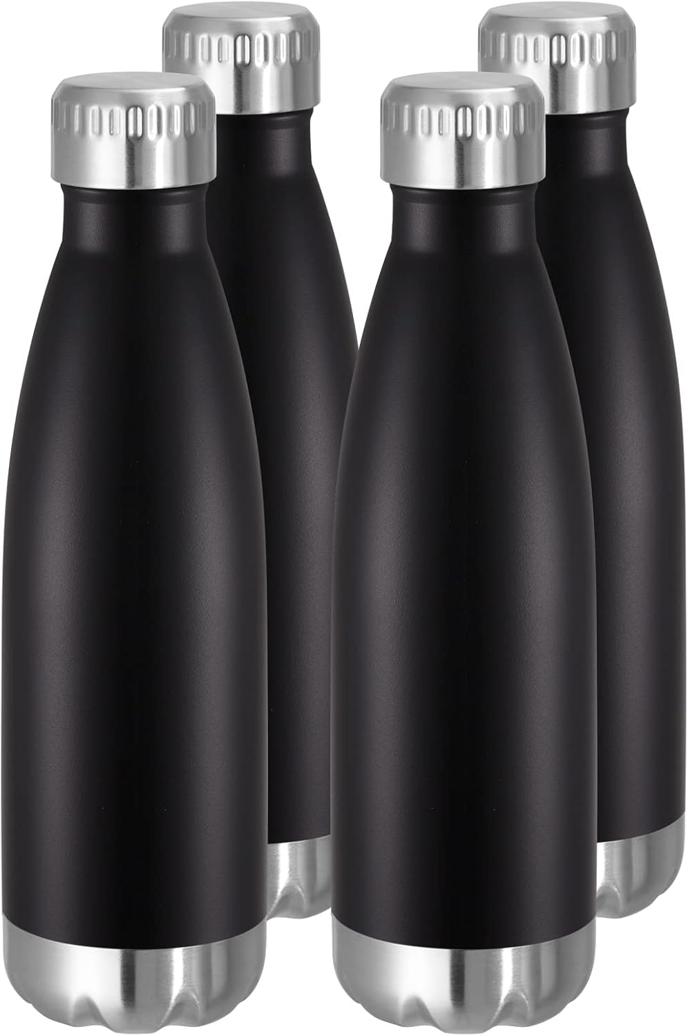 VEGOND 17oz Stainless Steel Water Bottles Bulk, Reusable Metal Sports Water Bottle Keeps Drink Hot and Cold, BPA Free Double Wall Vacuum Cola Shape Insulated Water Bottles for Camping Gym, 4 Pack