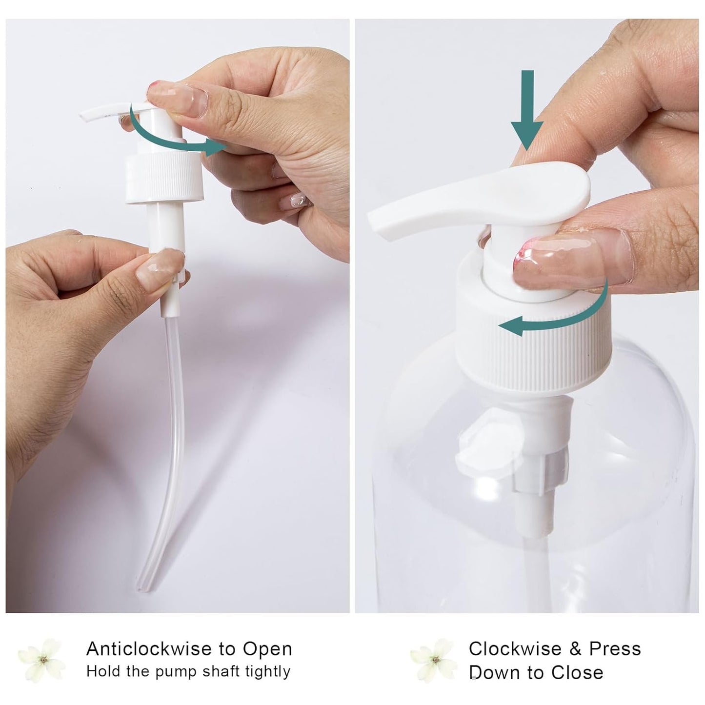 Yebeauty Soap Dispenser, 4 Pack 13.5oz/400ml Empty Refillable Pump Bottle Modern Liquid Plastic Shampoo and Conditioner Bottles Large Body Wash Dispenser for Shower, Clear