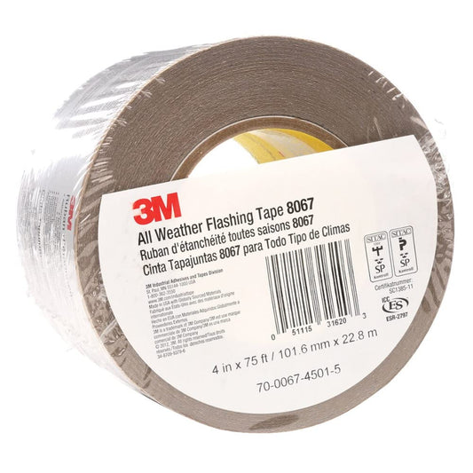3M All Weather Flashing Tape 8067 (4" x 75 ft) - 1 Roll - Self-Adhesive Waterproof Flashing for Windows & Doors, Slit Liner (2-2 Slit)