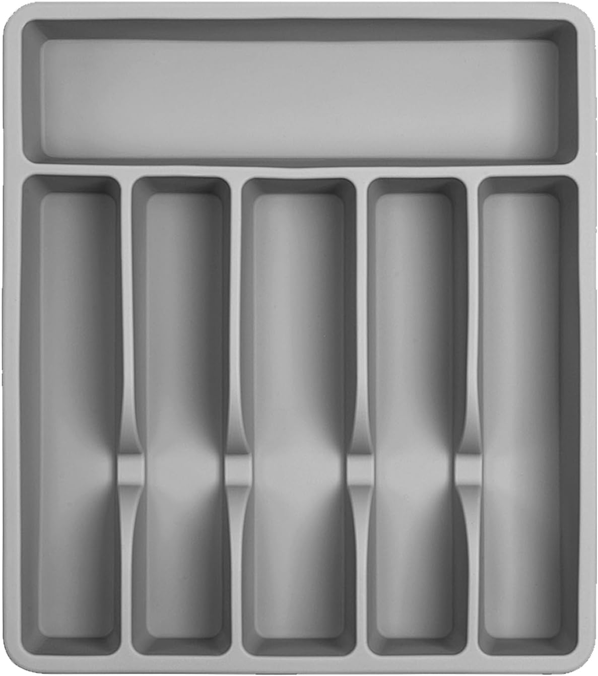 Silicone Silverware Drawer Organizer – Non-Slip Utensil Holder for Kitchen Drawers | Cutlery Tray for Forks, Knives, Spoons & More | Durable, BPA-Free, Easy to Clean – Gray