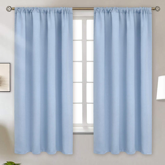 BGment Baby Blue Room Darkening Curtains 63 Inches Long for Kids Bedroom - Rod Pocket Thermal Insulated Blackout Curtain for Living Room, 42 x 63 Inch, 2 Panels
