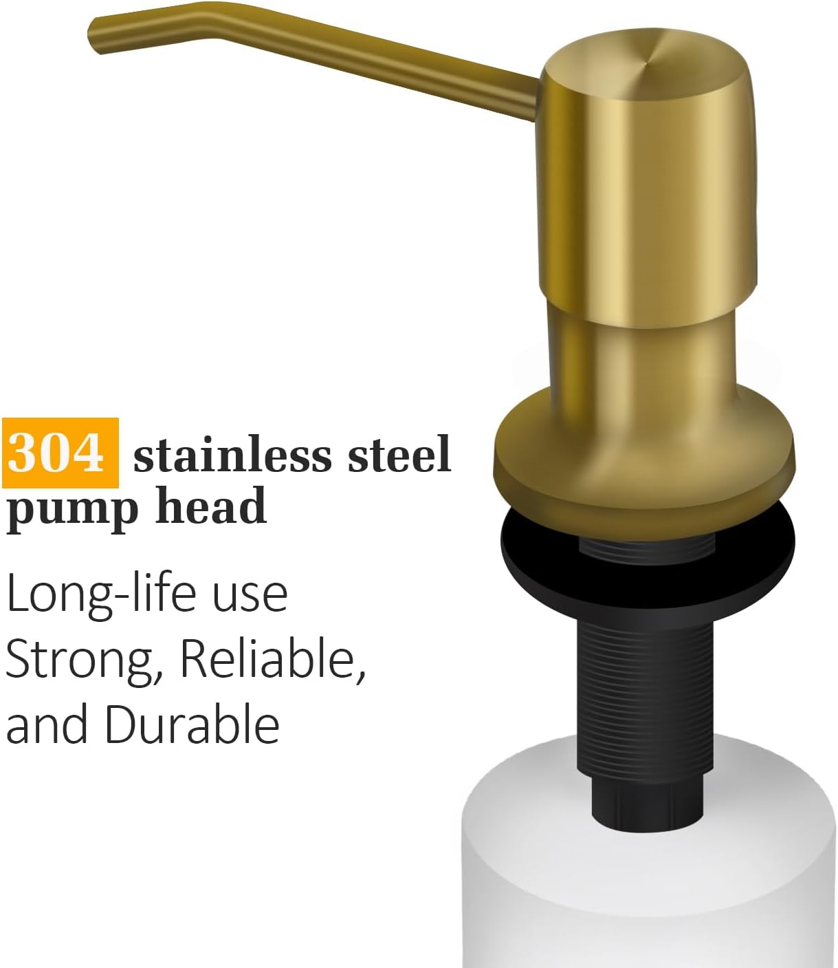 Soap Dispenser for Kitchen Sink, Built in Sink Soap Dispenser Lotion Dispenser with 17 OZ Bottle, Refill from The Top Bar Sink Soap Dispenser, Gold