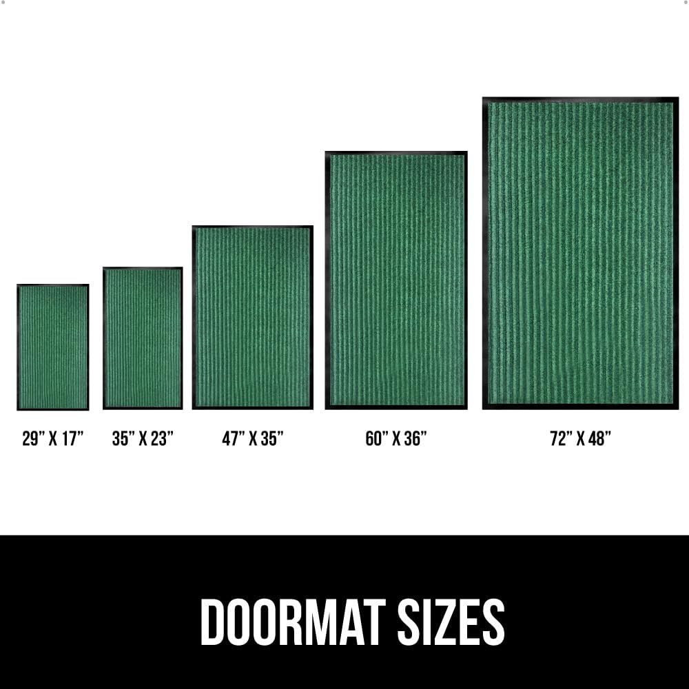 GORILLA GRIP Traffic Guard Door Mat, Heavy Duty Welcome Mats, Commercial Office Space Doormat, Waterproof, Fade Resistant, Strong Rubber Backing, Low Profile, Shoe and Boot Scraper, 35x23, Green